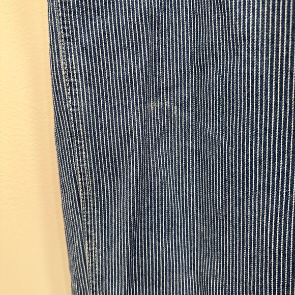 Gap VTG Y2K Blue White Hickory Stripe Denim Overalls Railroad Workwear Utility - Picture 8 of 15